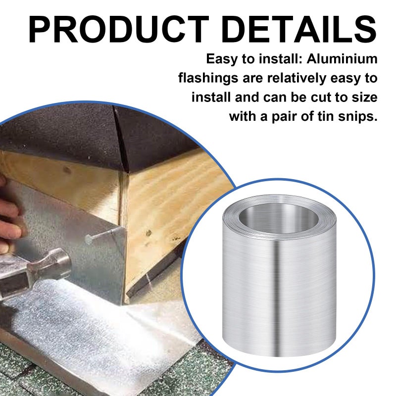 succulentlovers 4'' x 50' Aluminum Flashing Roll - Roof Flashing, 0.2mm Thickness Aluminum Roof Panels, Metal Roof Flashing for Sealing Windows Doors, Shed Weatherproofing Areas - Image 3